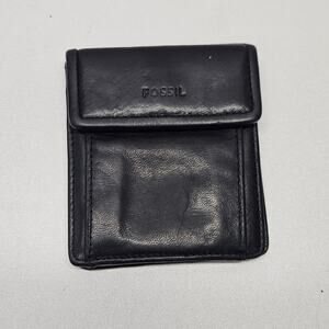 Fossil Women's Leather Wallet Black Fold Snap Close Credit Card Slots Vintage